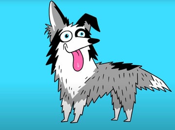 Adobe Fresco tutorials​: final version of Emma the Border Collie.