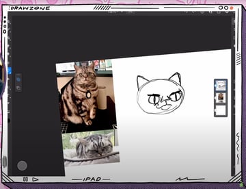 Adobe Fresco artwork: sketch the head and face of Cleto the cat.