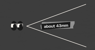 When you focus on something, the eyes behave like a 43mm lens.