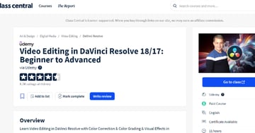 Thumbnail of Video Editing in DaVinci Resolve 18/17 DaVinci Resolve tutorial.
