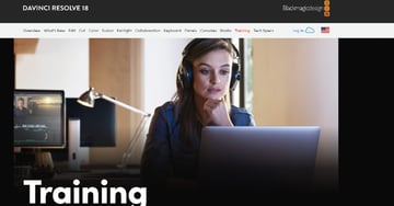 Training section of Black Magic DaVinci Resolve website for DaVinci Resolve tutorial.