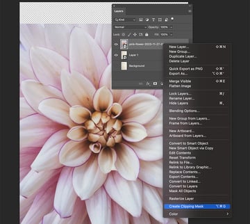 clip the floral image to the paper texture for the gel print effect