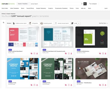 Envato Elements offers unlimited Adobe InDesign annual report templates