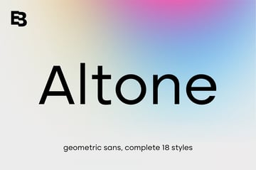 Modern Bauhaus alternative Altone font featuring complete 18-style family