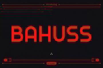 Bahuss display font similar to Bauhaus with bold geometric letterforms
