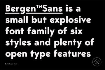 Bergen Sans explosive font family similar to Bauhaus with OpenType features