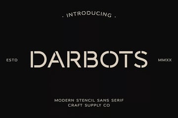 Darbots modern stencil font similar to Bauhaus geometric style