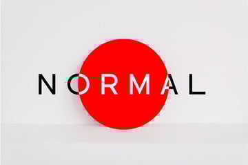 Normal geometric font similar to Bauhaus with minimalist red circle design