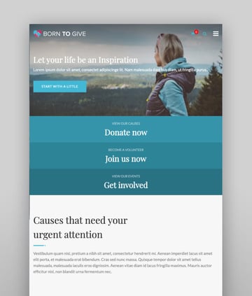 Born To Give—Charity Crowdfunding Responsive WordPress Theme