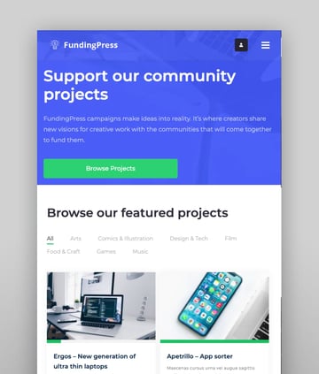 Fundingpress—The Crowdfunding WordPress Theme