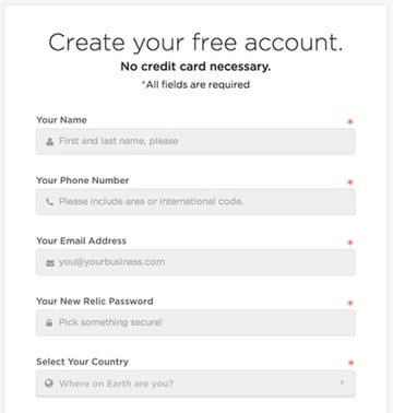 Register for New Relic Browser