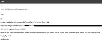 BitTorrent Sync Share via email