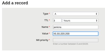 Jenkins DNS A Record Configuration