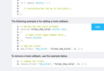 Hookr WordPress Plugin - Default Code Blocks for Core Programming Needs with Copy 