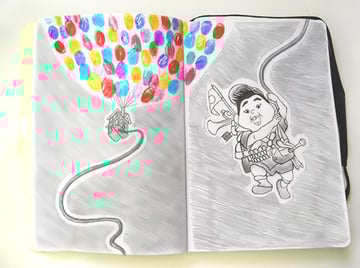 Sketchbook Journal Art Using Fingerprint Stamping by Melody Nieves