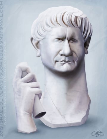 Marcus Ulpius Traianus Caricature Art by Israel Oliveras