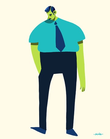 A Really Busy Businessman Looking at His Shoe by Denis Angelov