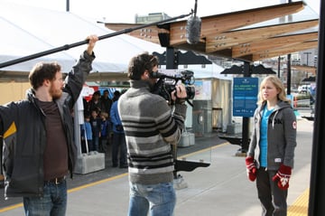 Film crew interviewing