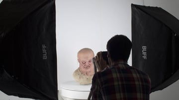 Scanning a prop at Pixel Light Studios to capture high-detail 3D models for digital production