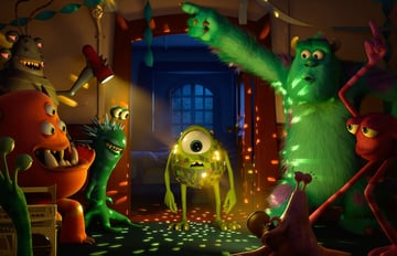 Reflecting light to create a disco scene in Monsters University (Image Credit: Pixar)