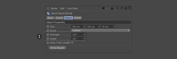 Bend deformer settings