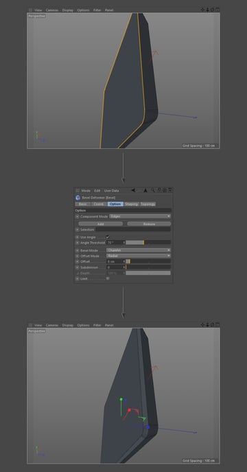 Bevel the front facing edges