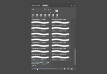 Particles brush can be found in the menu