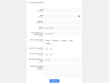 The completed survey form
