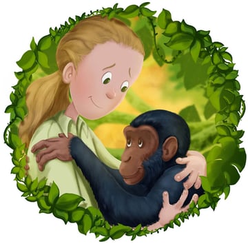 Finished Jane Goodall  Chimpanzee Illustration