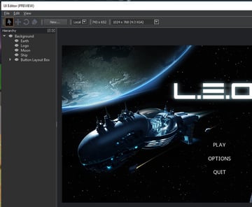 UI Editor with a loaded canvas