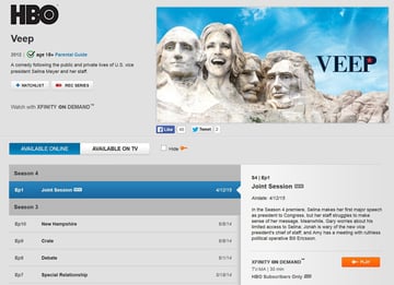 VEEP screen on Xfinity when not logged in