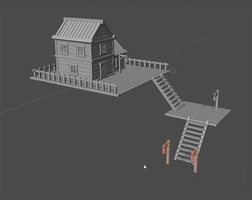 lamps and stairs added to the scene