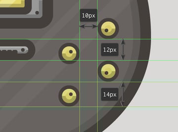 placing the guitars volume knobs