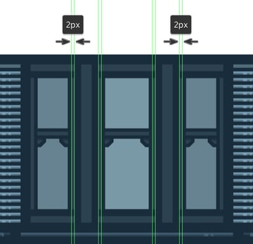 adding the inner stiles to the middle section window
