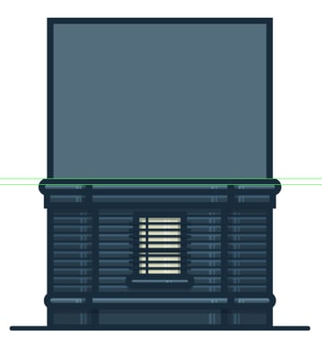 positioning the base shapes for the middle section of the house
