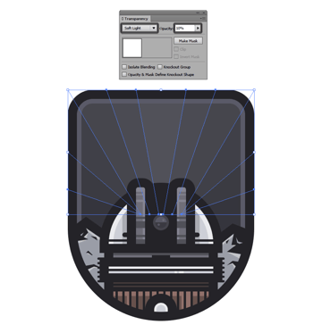 creating and positioning the light beams onto the badge