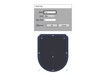 creating the outline for the badges main shape using the offset path method
