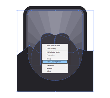 using a clipping mask to mask the inner badge shadow