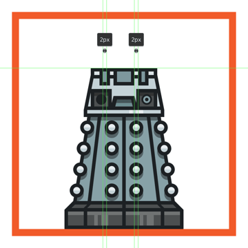 creating and positioning the main shapes for the daleks upper elements