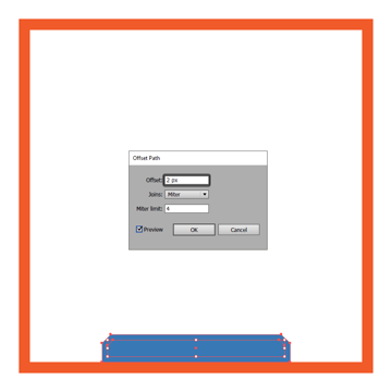 adding the outline to the time machines bottom section using the offset path method