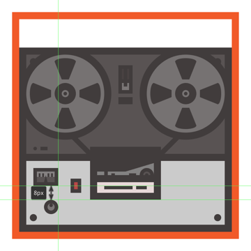 creating and positioning the first knob onto the tape recorders body