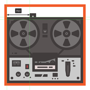 creating and positioning the left lower section of the tape recorders handle