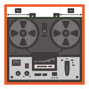 creating and positioning the lower right section of the tape recorders handle