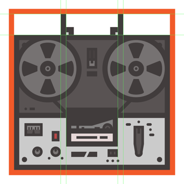 creating and positioning the side sections of the tape recorders handle