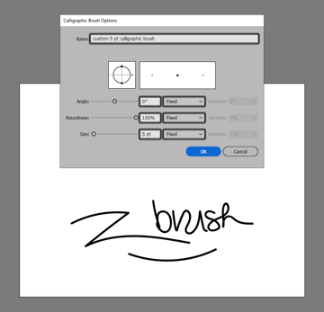 example of creating a 5 pt calligraphic brush