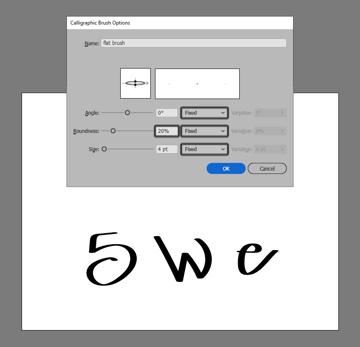 flat brush example with fixed settings