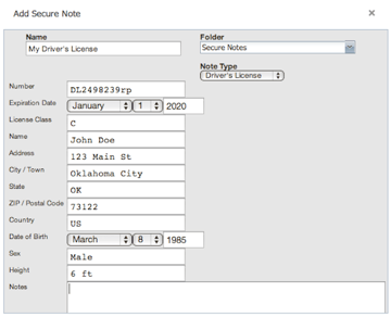 Sharing a Secure Note in LastPass