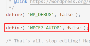 Change the value of the WPCF7_AUTOP to false