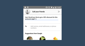 Google App Invites invitation screen