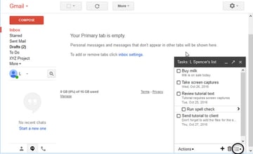 Main Gmail window with List icon circled